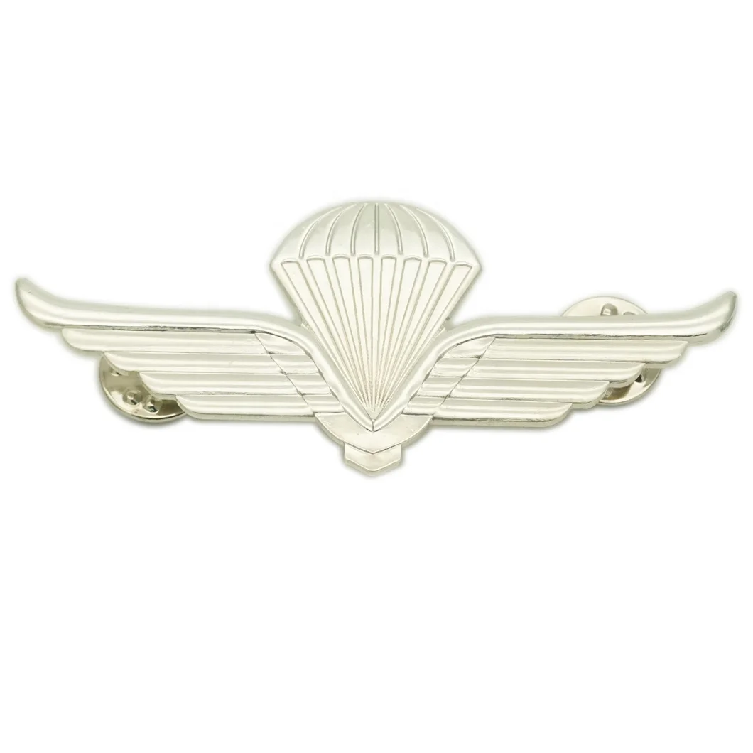 High Quality Wholesale Oem and Odm unique silver badge personalized vintage brass stamping 3D metal wings pin