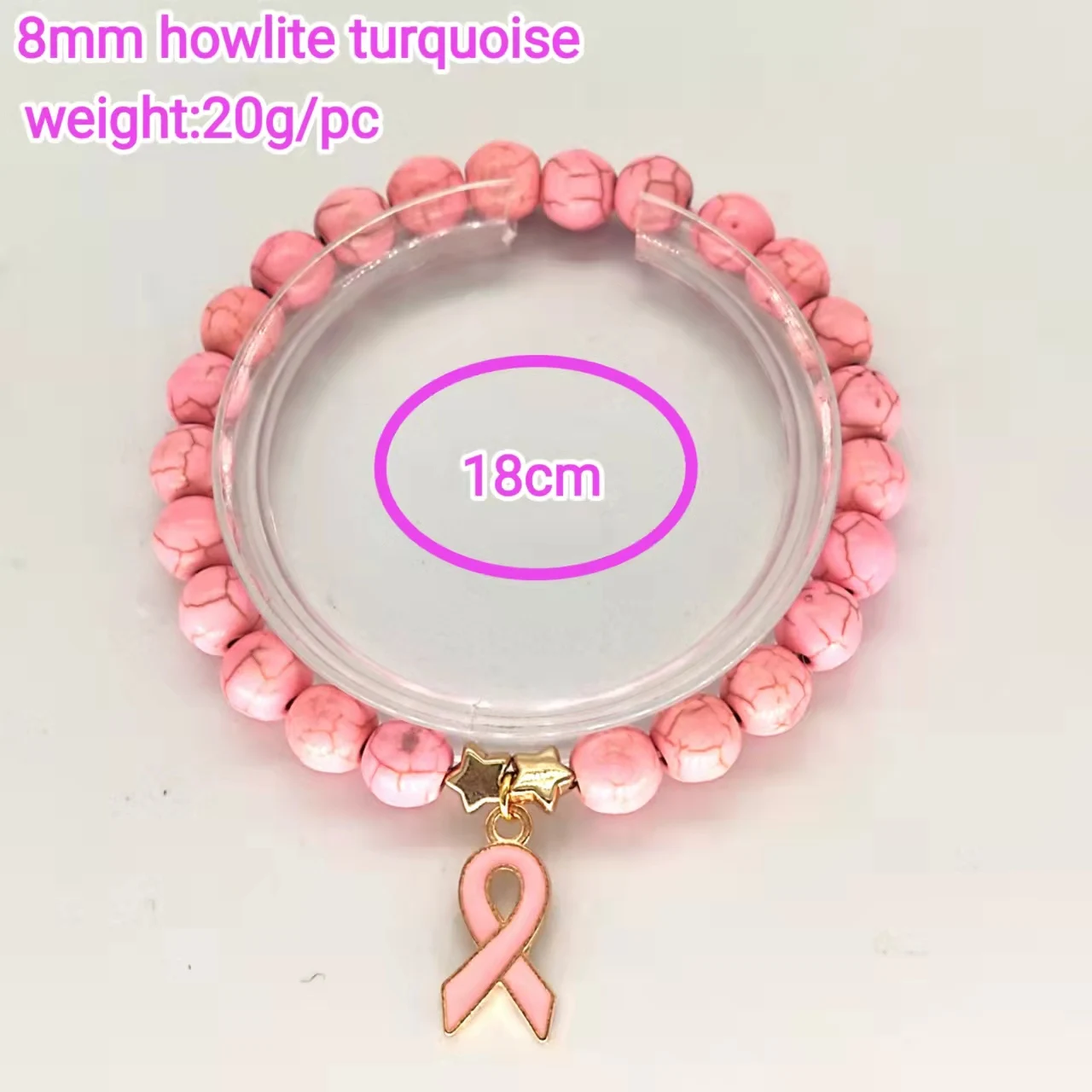 KDB8469 wholesale pink stone bracelet breast cancer awareness bracelets