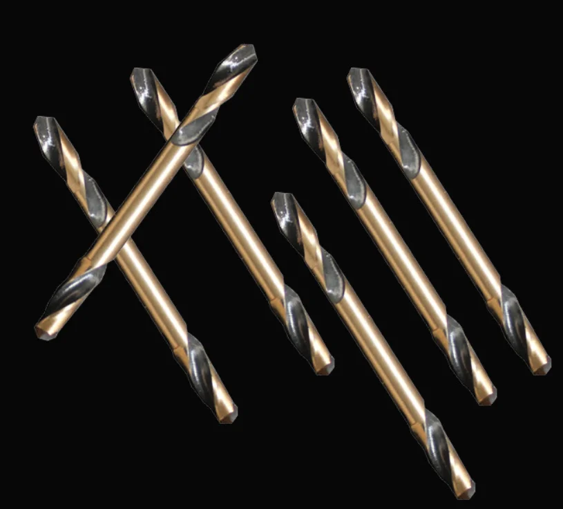 Fully ground high-speed steel double head straight shank Fried Dough Twists drill stainless steel metal drilling bit