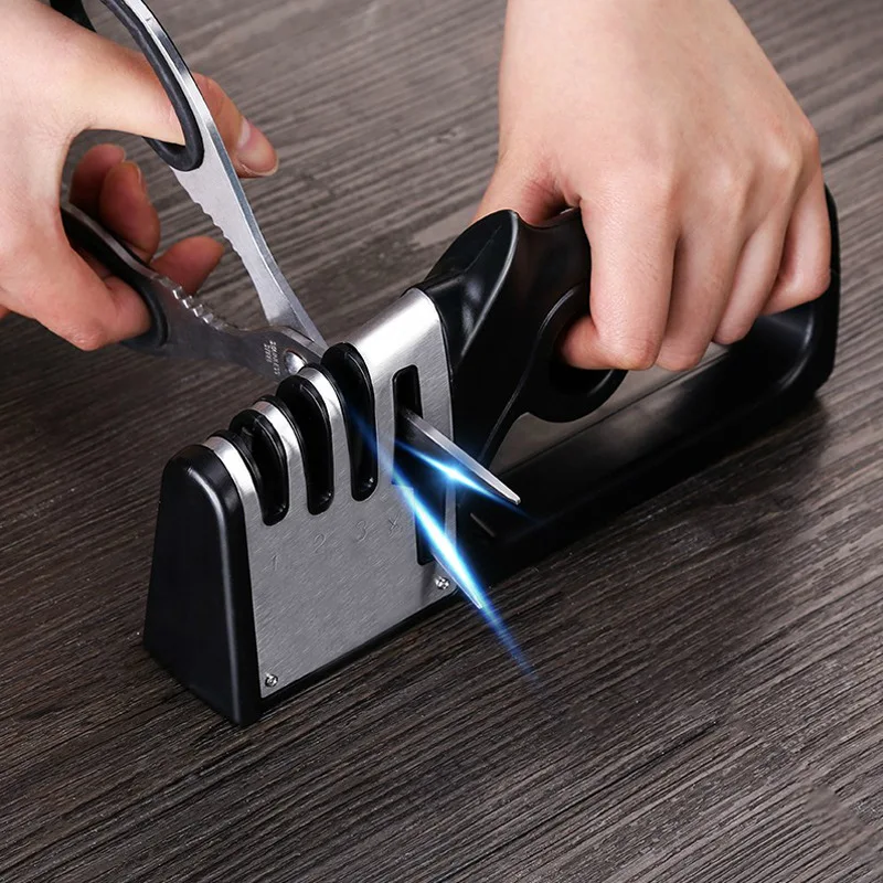 professional manual diamond Stainless Steel Blades Shears Sharpening System 4 in 1 kitchen knife and scissor sharpener tool