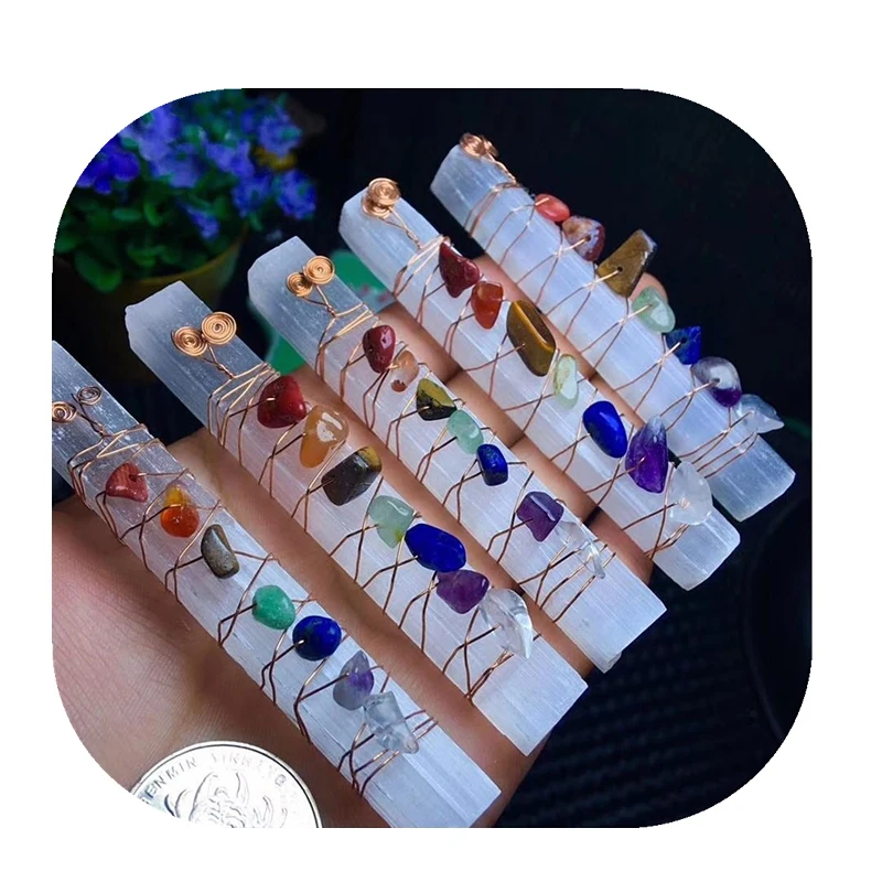 Natural Crystal Gravel binding Seven Chakra Healing stone Raw Selenite Sticks