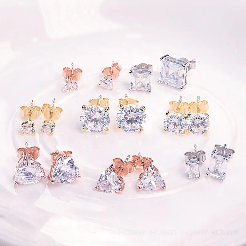 Оптовая продажа сверкающие Cz сердце Druzy свадебные женские серьги тонкой 18k 14k позолоченный 925 ювелирные изделия стерлингового
