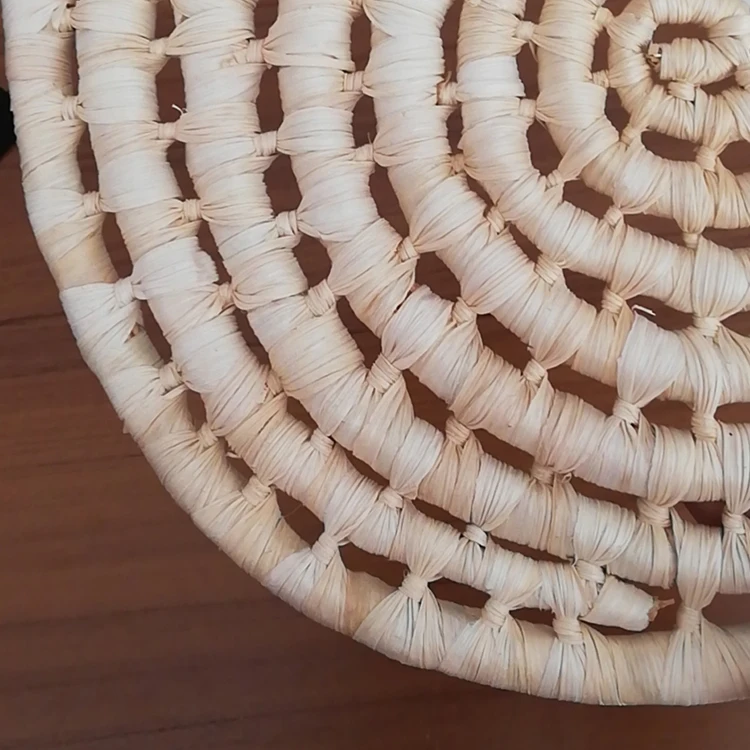 Natural Rattan Mat Braided Round Woven Straw Placemats for Dining Table