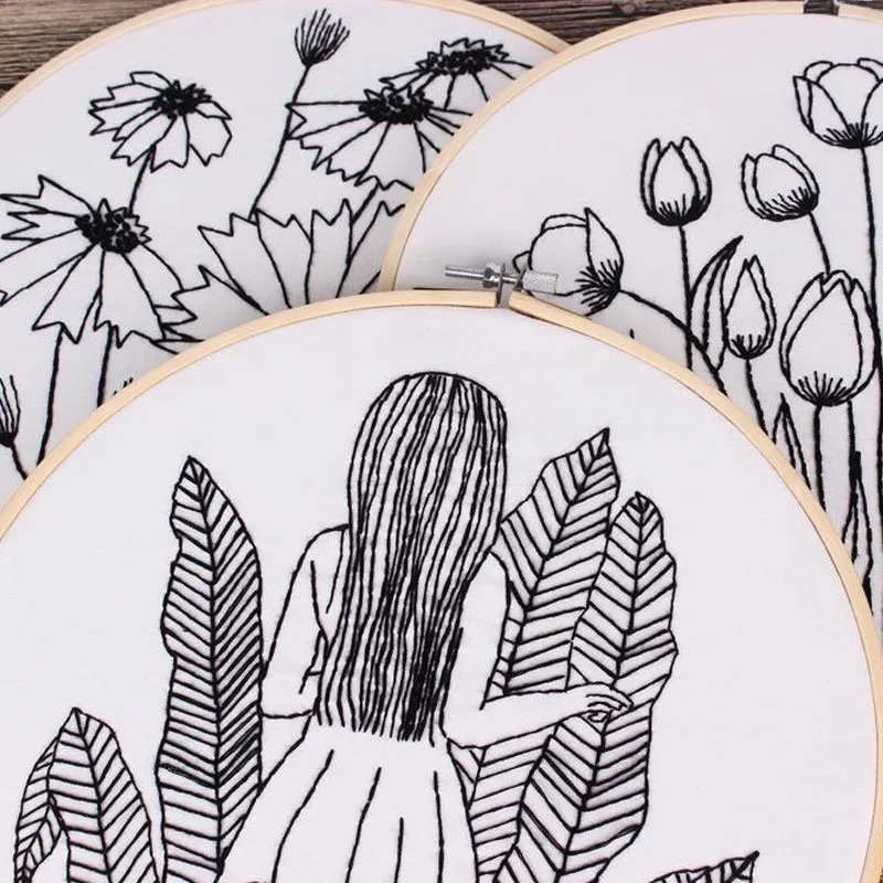 Home Decor Printed Needlework Cross Stitch Set Sewing Art Wall Embroidery Painting Sketch Easy DIY Embroidery Kit for Beginner