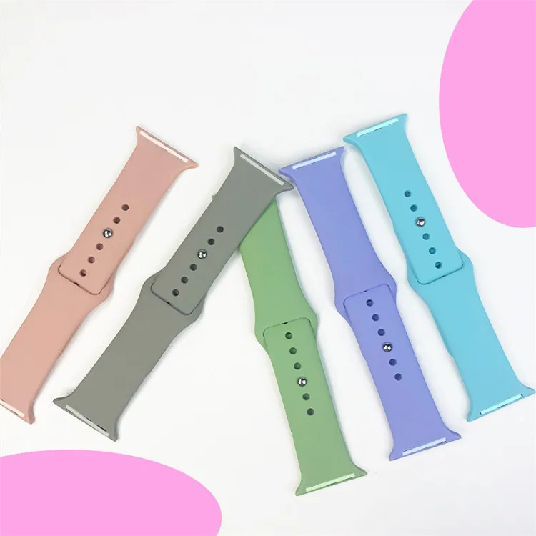  Ремешок резиновый для Apple Watch Band 44 мм 42 40 38 силиконовый браслет смарт-часов серии 6 I