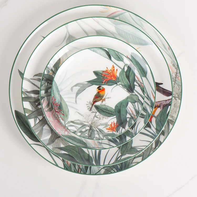 2023 new style cheap Bird Flower Pattern Wholesale High Quality porcelain dinner sets dinner dish plat