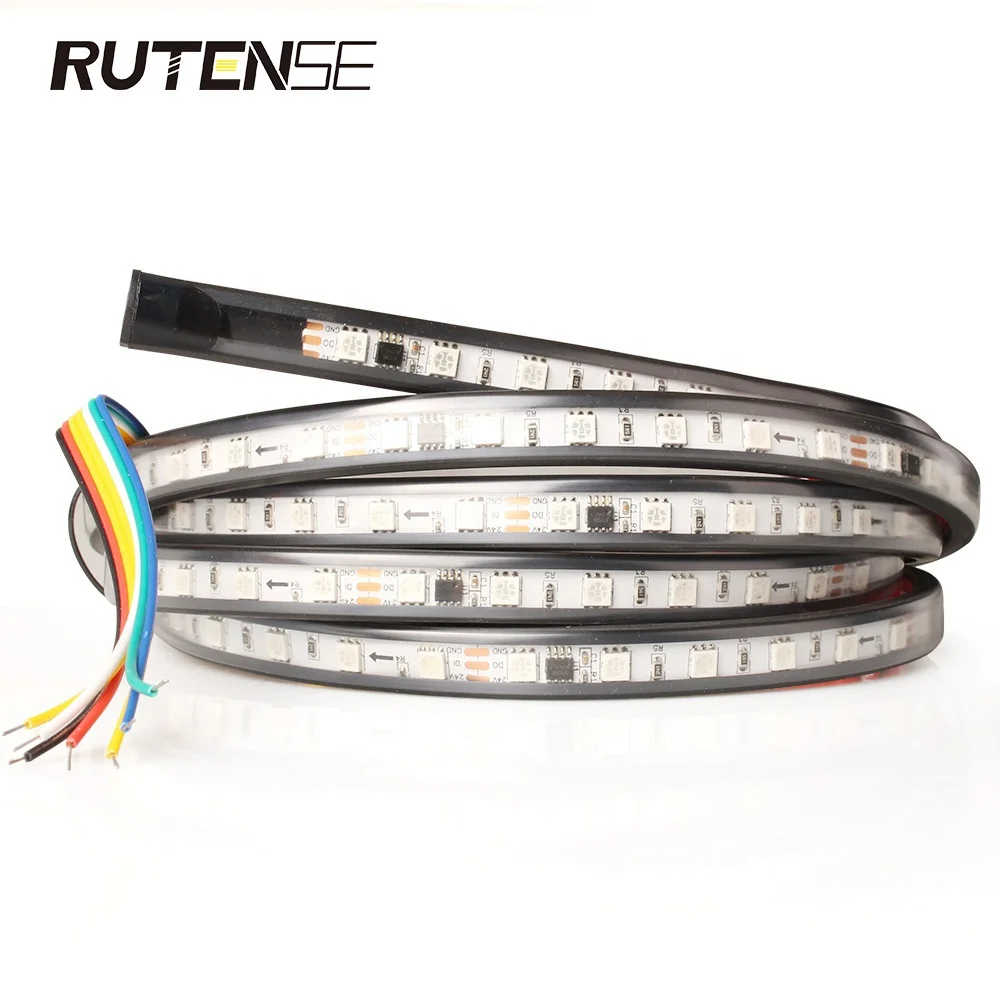 RUTENSE 12v 24v truck decorate light Flexible DRL LED Strip light 120cm 150cm 200cm drl strip light for Car Trunk