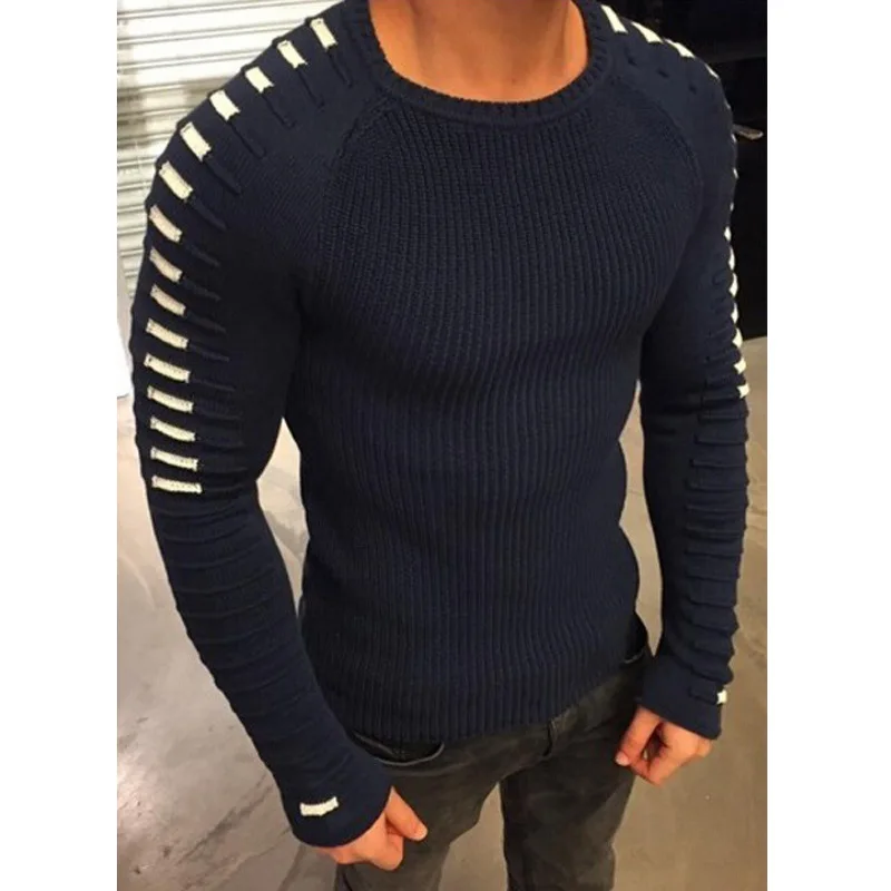 Autumn Winter Sweater Men 2021 New Arrival Casual Pullover O-neck Patchwork Knitted Men Sweaters Streetwear Men Long Sleeve