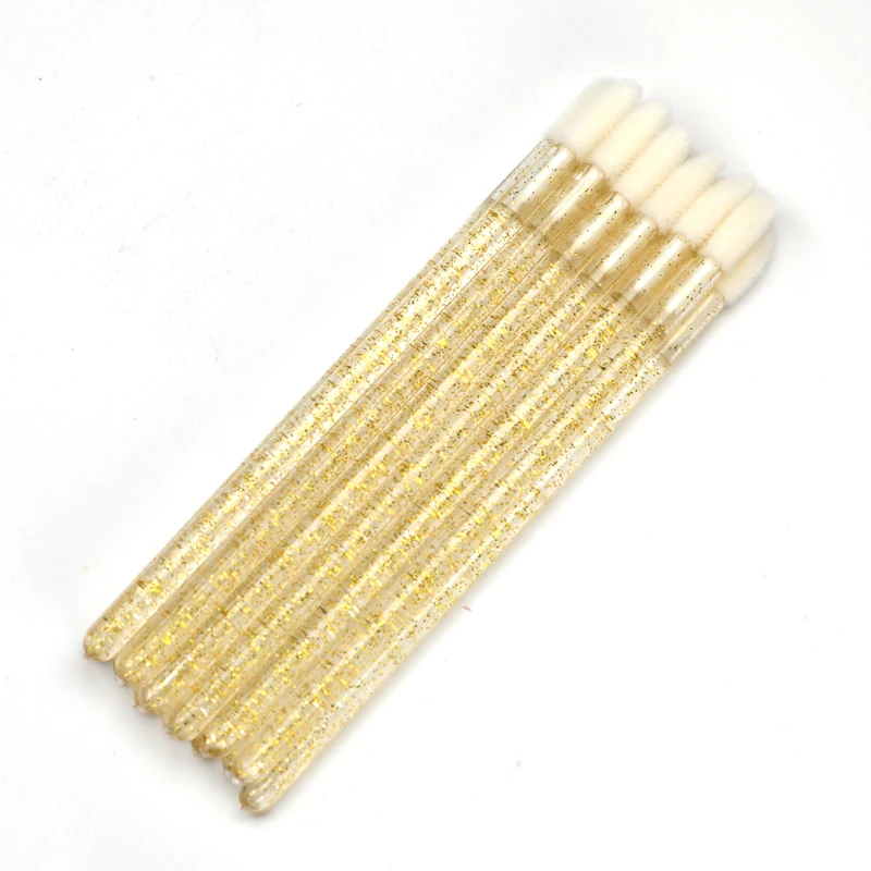 Wholesales Glitter Flocked Head 50 Pack Disposable Lip Gloss Brushes Lipstick Wands Applicator for Makeup Brush Women Girls