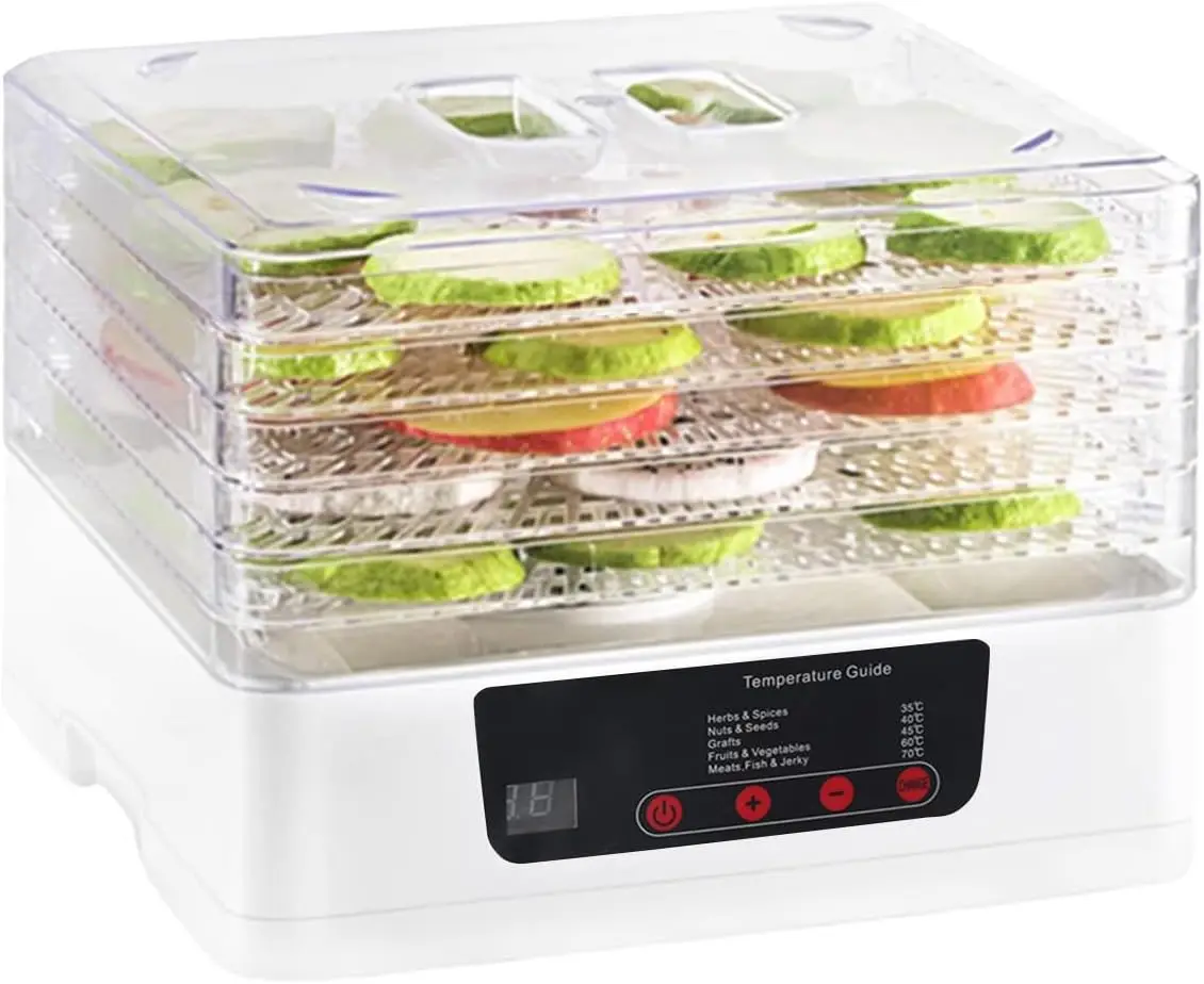 Hot sales 5 trays square plastic fruit food dehydrator home fruit dryer Machine adjustable temperature vegetable drying