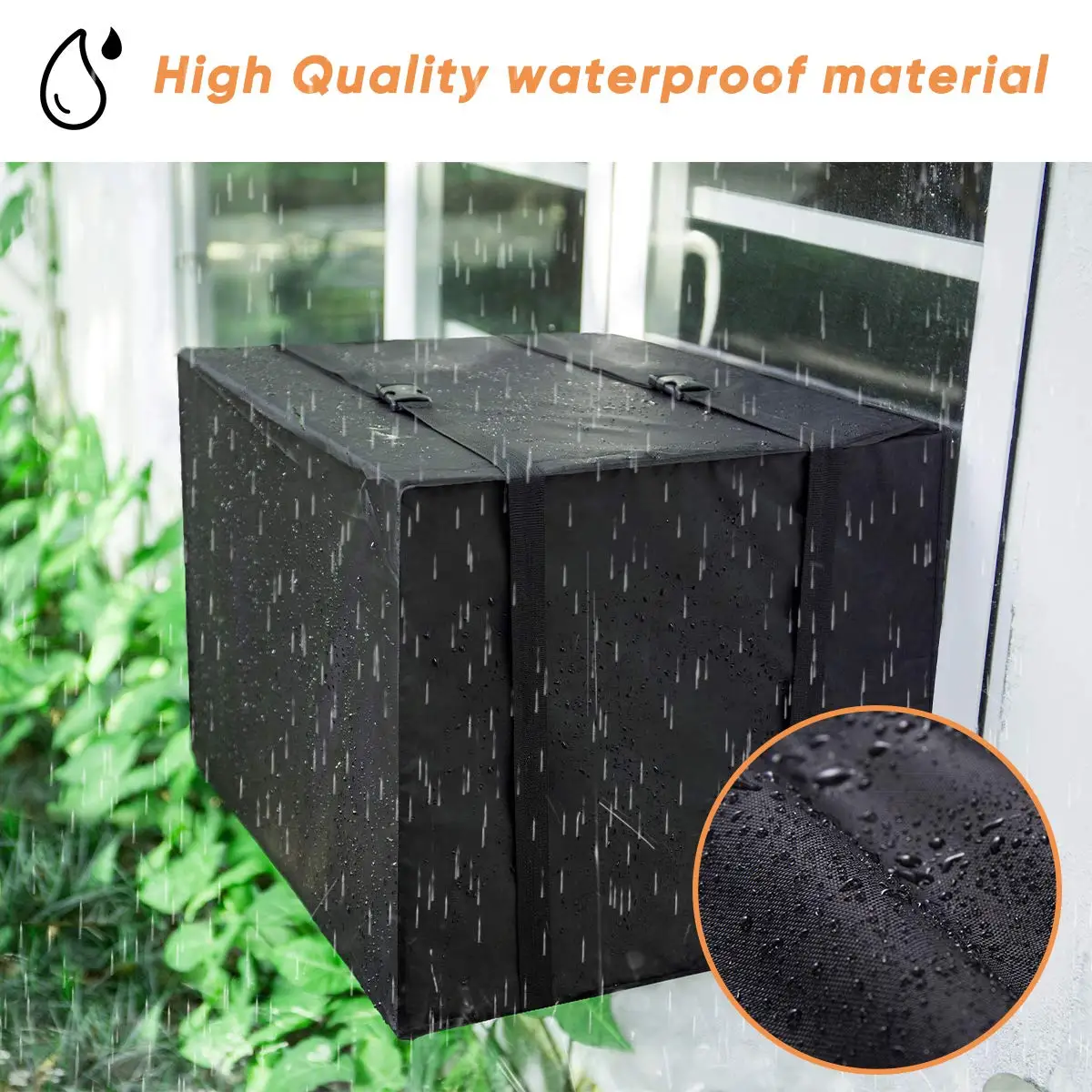 Airlock Window Seal Cover Outdoor Outside Window AC Unit Cover Black Dust-Proof Waterproof Window Air Conditioner Cover