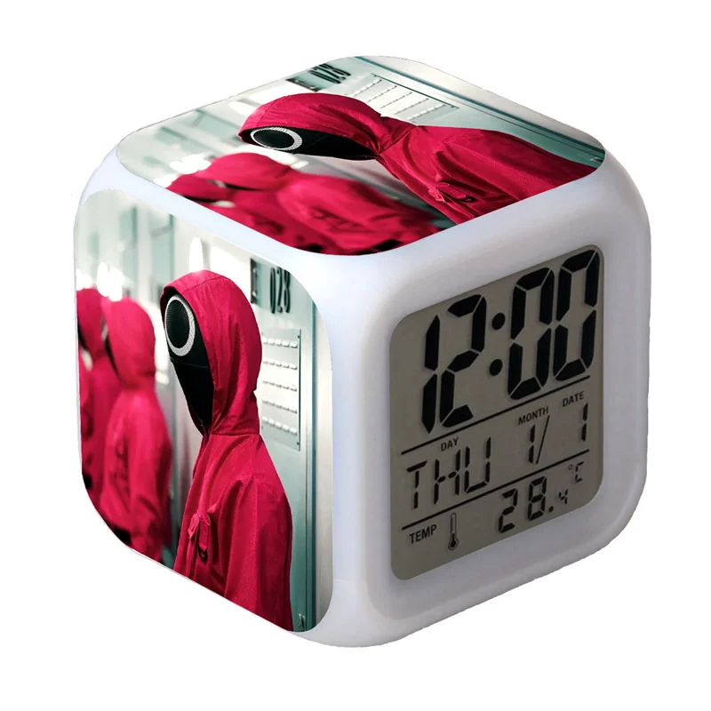 Squid Game Alarm Clock LED Colorful Change Color Night Light For Children Gift
