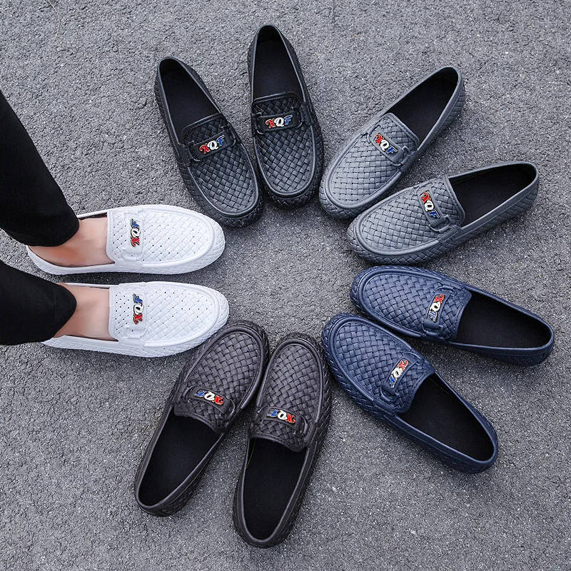 Fashion Men Casual Shoes Slip-on Loafers Peas Shoes Men Flat Casual Lazy Sneakers Version Breathable Weaving Mans Driving Shoes