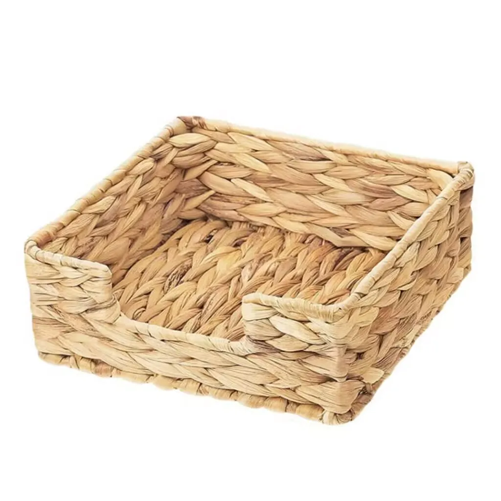 Calabash grass toy basket water hyacinth woven napkin box Desktop clutter organizer basket Square storage basket Paper towel box