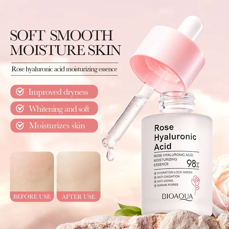 OEM BIOAQUA Hyaluronic Acid Rose Serum Skin Care Products Beauty Cosmetics Facial Anti-aging Moisturizing Whitening Repair Serum