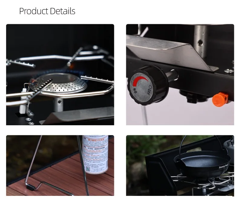 Firstents Outdoor Camping Folding Cassette Double-head Stove Heightened and Enlarged Camping Gas Barbecue Stove Picnic