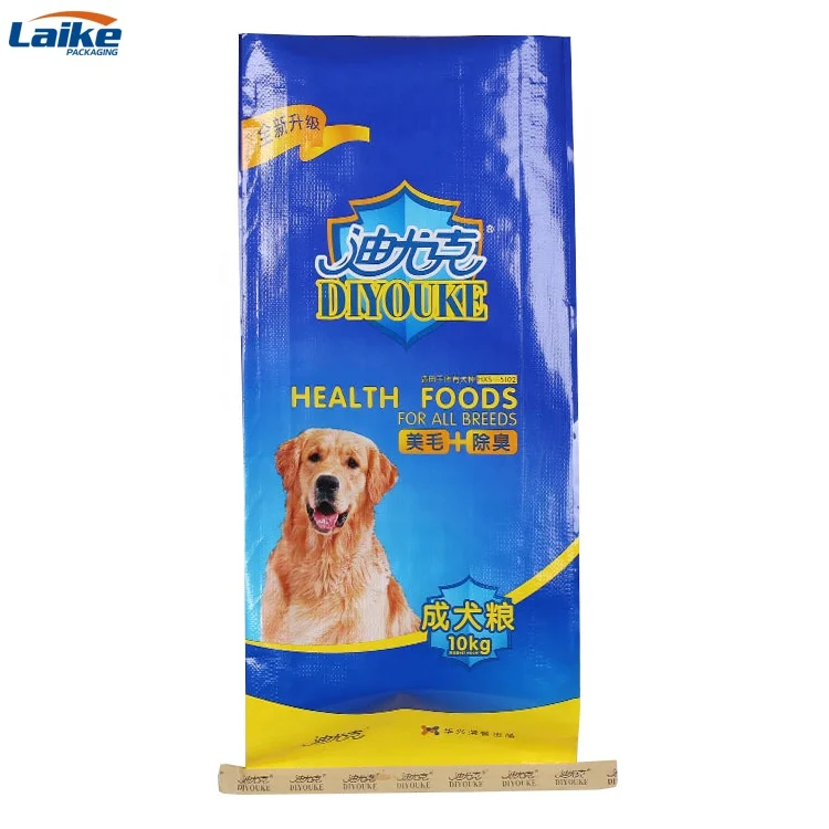 Custom printing dog food packaging bags feed sack dog 10kg 15 kg 25kg 50kg  bopp laminated pp woven bag for animal feed