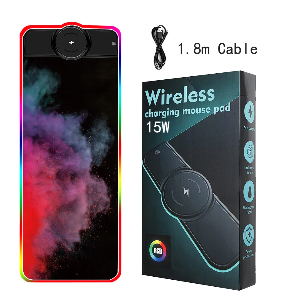 Factory Custom Large Size Wireless Charging USB Mouse Pad RGB Rubber Keyboard Pad Mouse Pad
