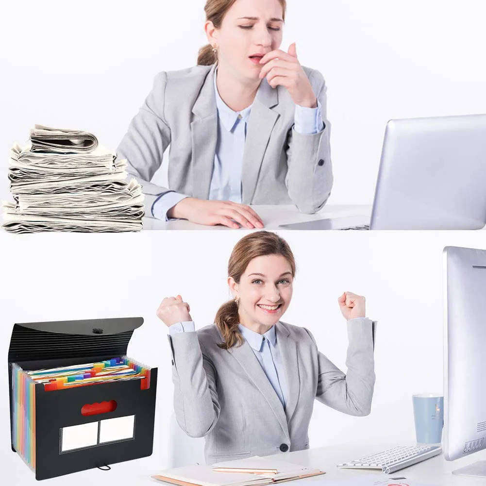 12 карманная расширяющаяся папка Большая пластиковая A4 для документов