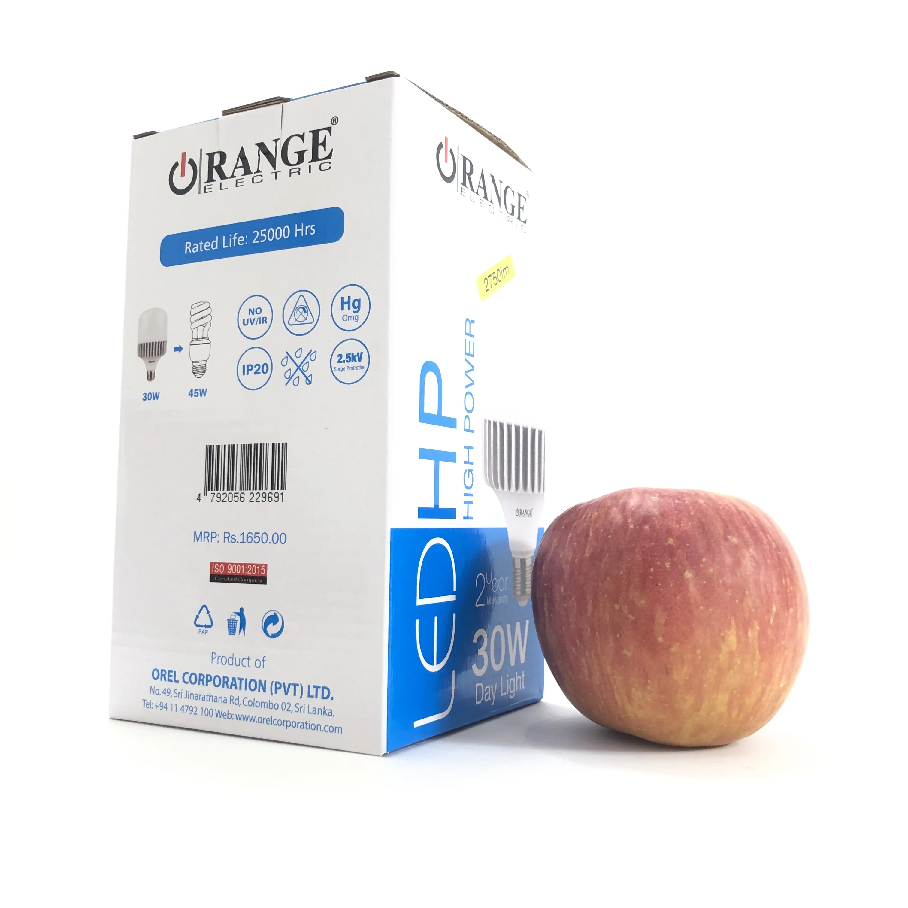 30W Day light of high power blue LED light bulb paper box made of corrugated board custom size and logo