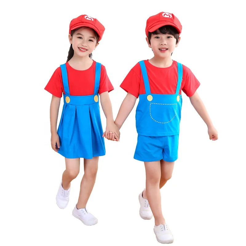 
Popular Party Fancy Dress Kids Halloween Cosplay Super Mario Bros Luigi Costumes Family Matching Outfits 