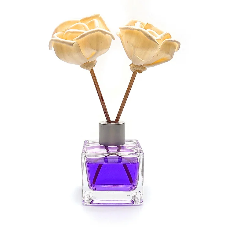 Factory wholesale cheap safety rattan aromatherapy diffusors square empty glass bottle