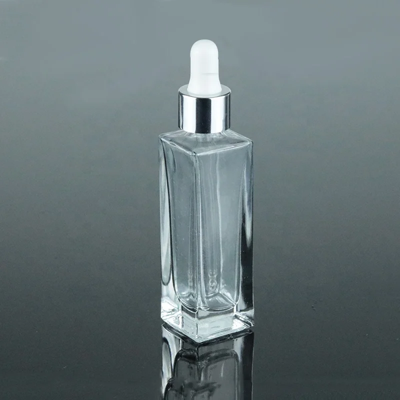 
1 oz 30ml Flat Shoulder Square Serum Dropper Bottle Rectangular Glass Bottle (GSA18) 