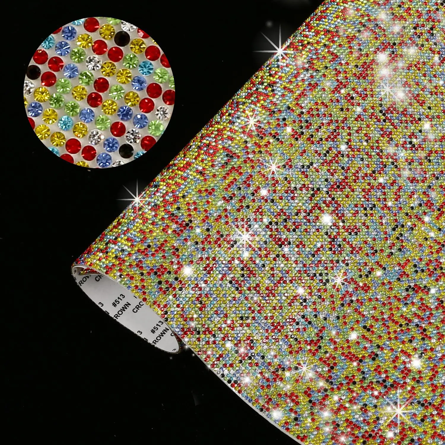 Wholesale 24*40cm Fast Delivery Glass Hot Fix Rhinestones Self-adhesive Crystal Bling Rhinestone Mesh Sheet For Clothes