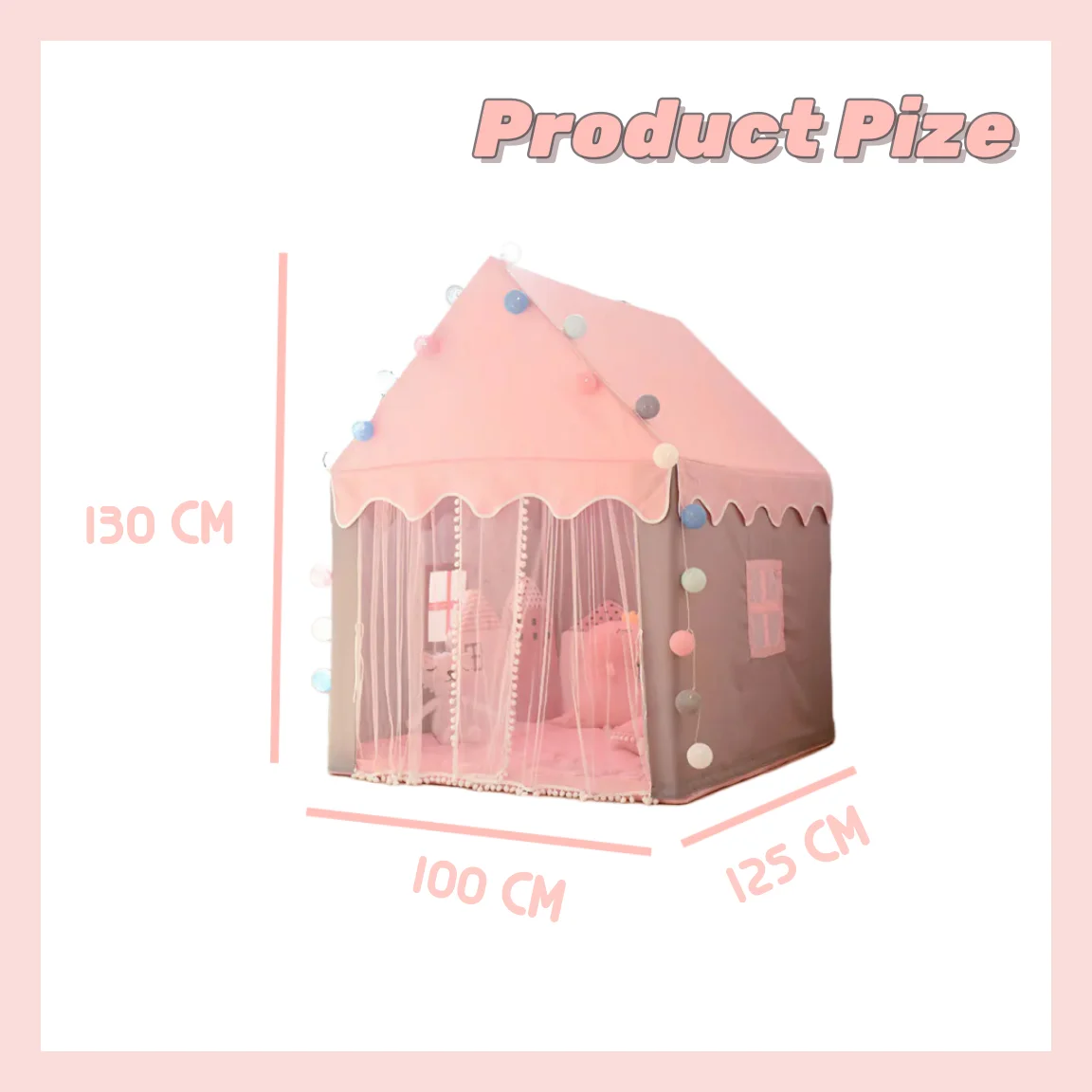 High Quality Princess Castle Playhouse Fancy Style Netting Shaped Square Kids Game Toy Made of Cloth