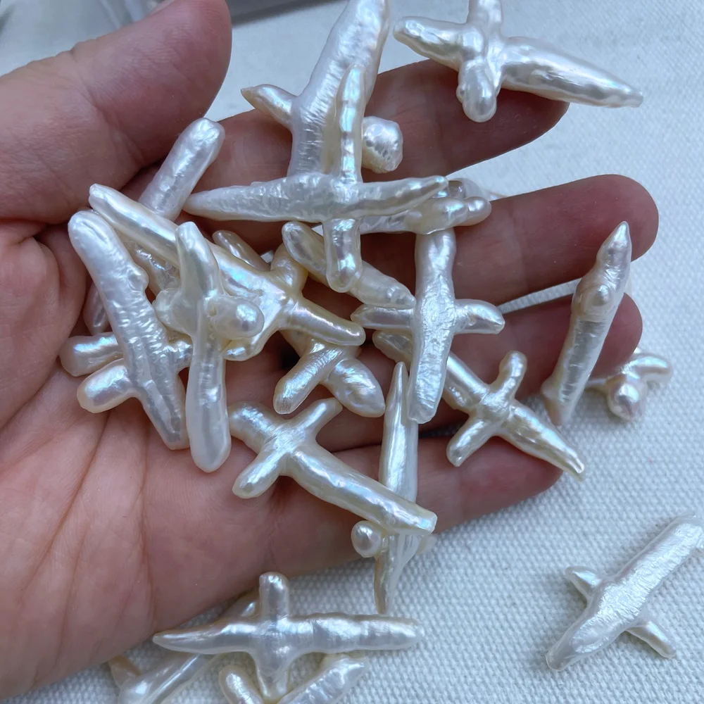 White Cross shape freshwater pearl wholesale irregular Shape  pearl bead for diy making jewelry