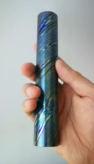 
Mokume gane Ti/Zr damascus bar Zirconium timascus mokuti bar Rod stock damascus price per kg 