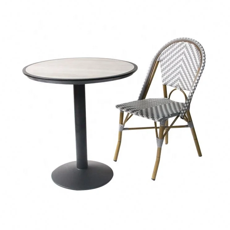 Новый садовый обеденный стол и французский алюминиевый стул для бистро для улицы с высокой спинкой цветные плетеные стулья из ротанга