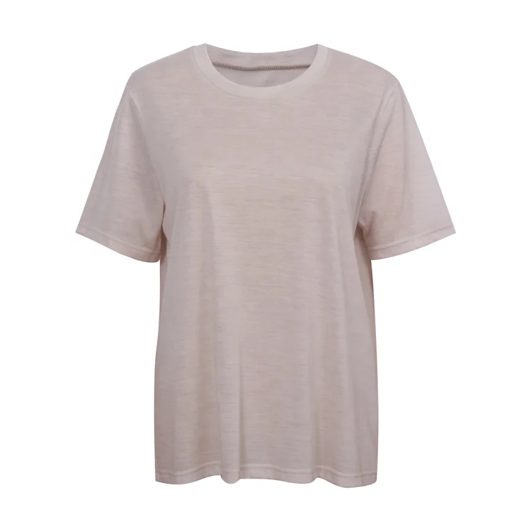 Оптовая продажа круглый вырез шерсть tencel на заказ женские футболки простой свитер с коротким