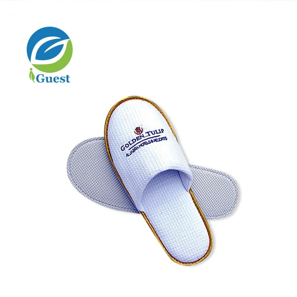 High Quality Honeycomb Closed Sleepers, Non-slip White Waffle Disposable Hotel Bathroom Slippers
