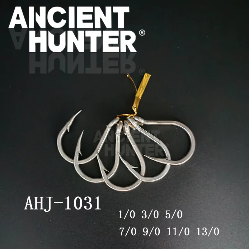 Ancient Hunter Stainless Steel Saltwater Fishing Hooks 20pcs Jigging Hooks 1/0 3/0 5/0 7/0 9/0 11/0 13/0 Single Jig Hook