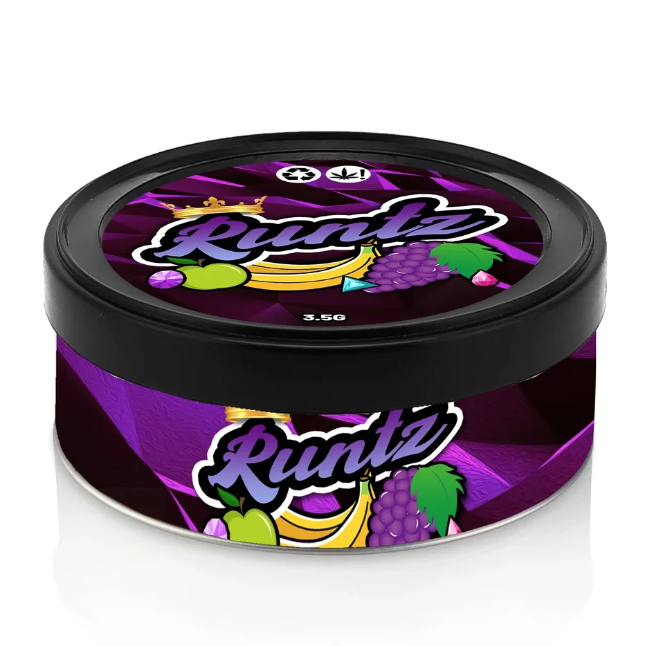 
Ready to Ship Runtz Self-Seal Cali Tin Can With Labels and Stickers 100ml/3.5g Custom Tuna Pressitin Tin Can With Lid Tin Labels 