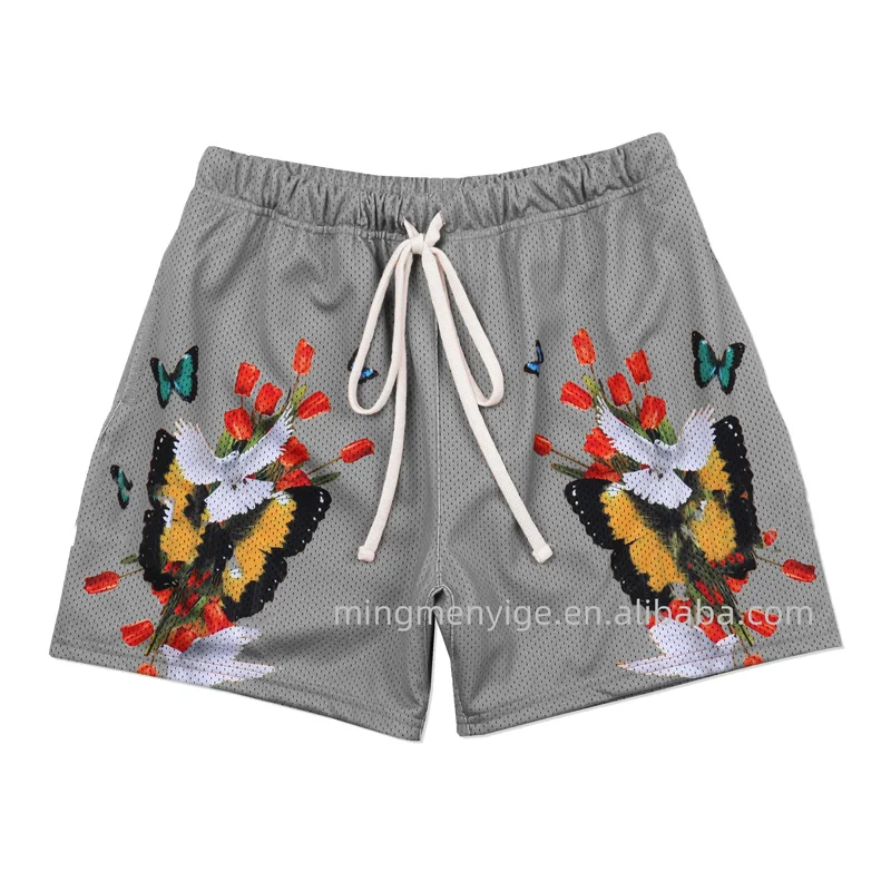 OEM Custom Logo Men Double Layer Gym Mesh Graphic Sweat Gym Mesh Fashion Sublimation Powerlifting Shorts