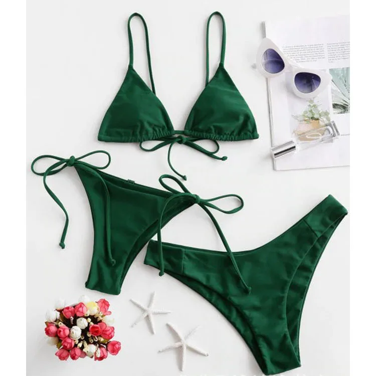 2022 Custom Logo Color Swimwear Women String Extreme micro mini bikini Triangle bikinis & beachwear Swimwear