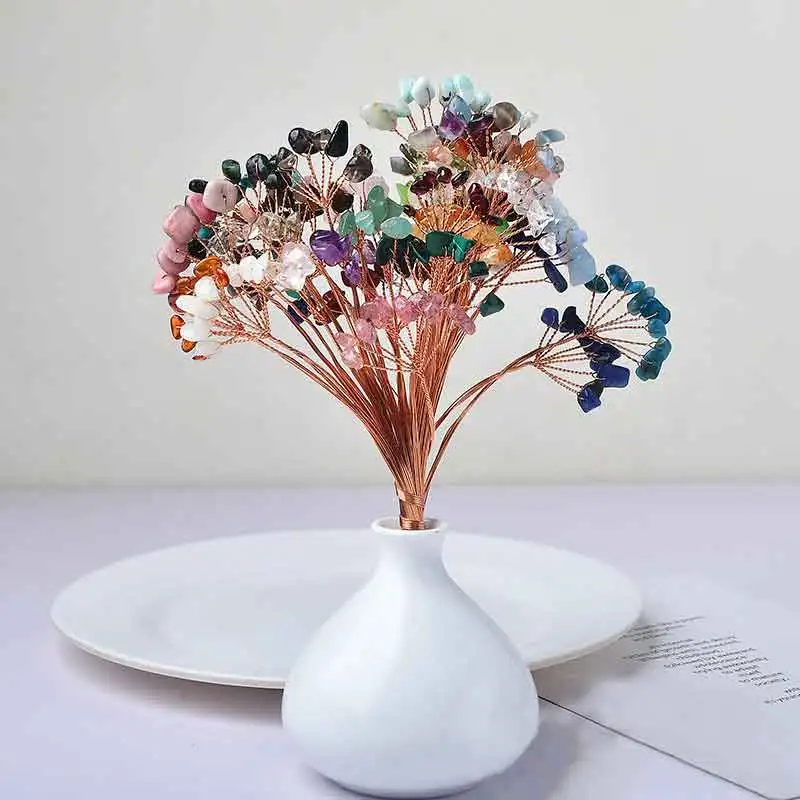 Factory Wholesale Fortune Healing Crystal Tree Copper Wire Gravel Chips Bead Crystal  Money Tree Accessories For DIY