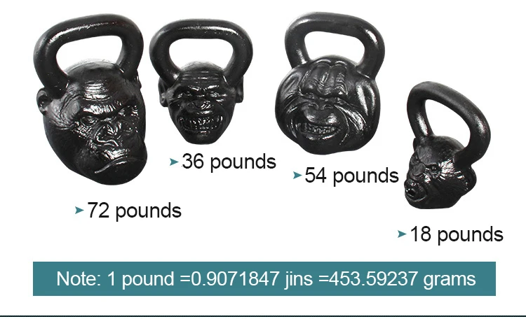 Fitness Cast Iron Power Coated Handle Gorilla Monkey Kettlebell For Home GYM