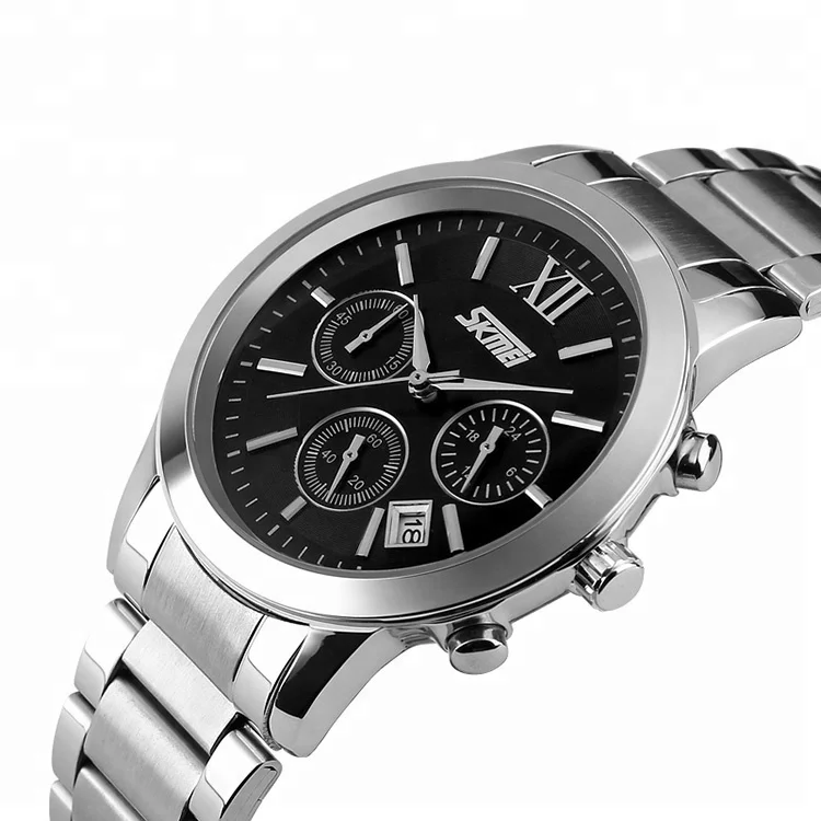 skmei 9097 original fashion waterproof stainless steel  relogio quartz brand watches men luxury