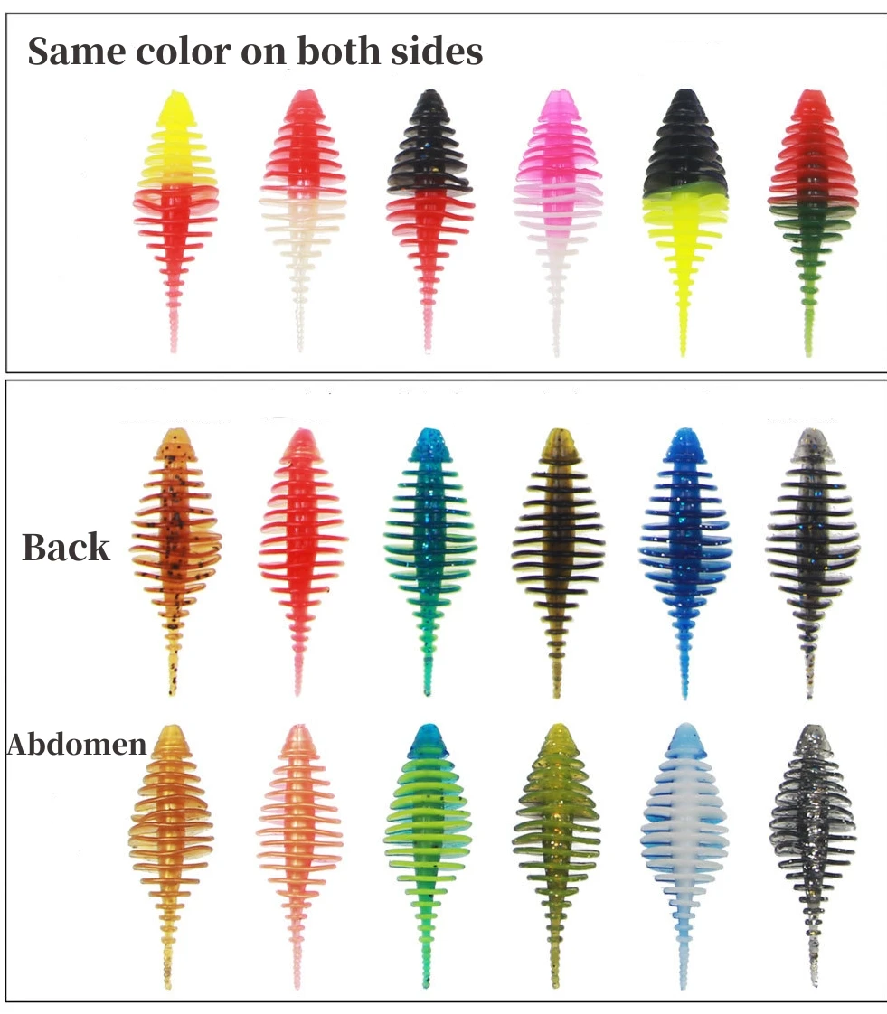 New 50mm 1.6g Pvc Soft Bait Double Color Needle Pin Tail Soft Worm Artificial Plastic Fishing Lures Bass Bait