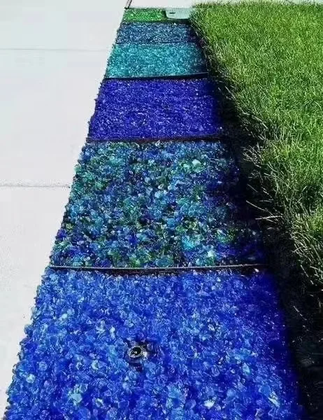 Factory customized Ocean Blue Landscape Building colored Glass Chunk Rocks stone for sale