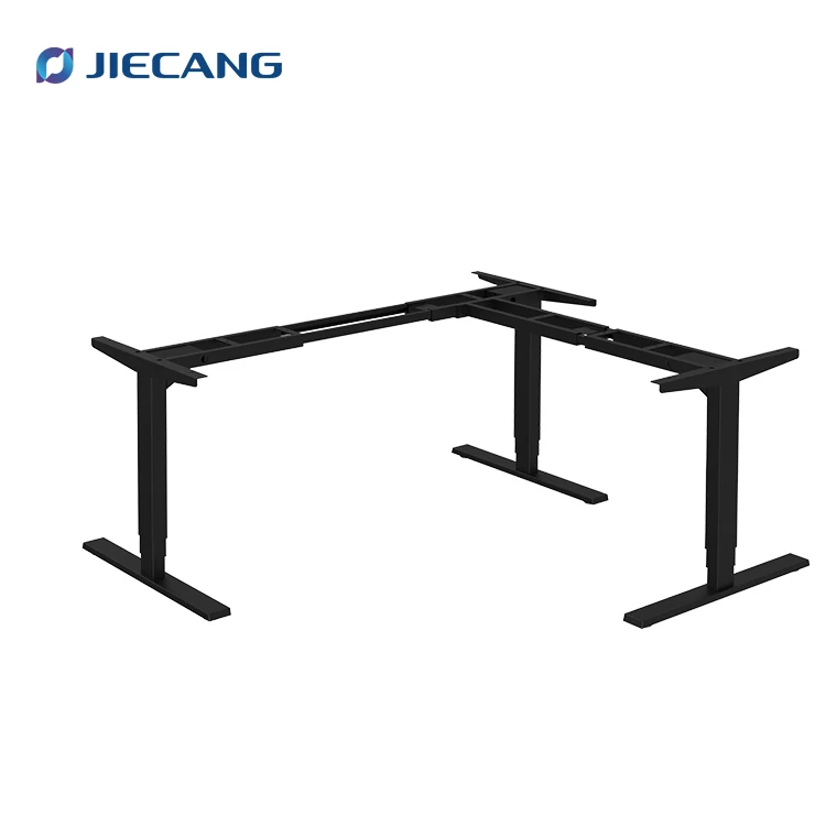 JIECANG black frame desk table lifting system L-shape electric extended height sit to stand desk