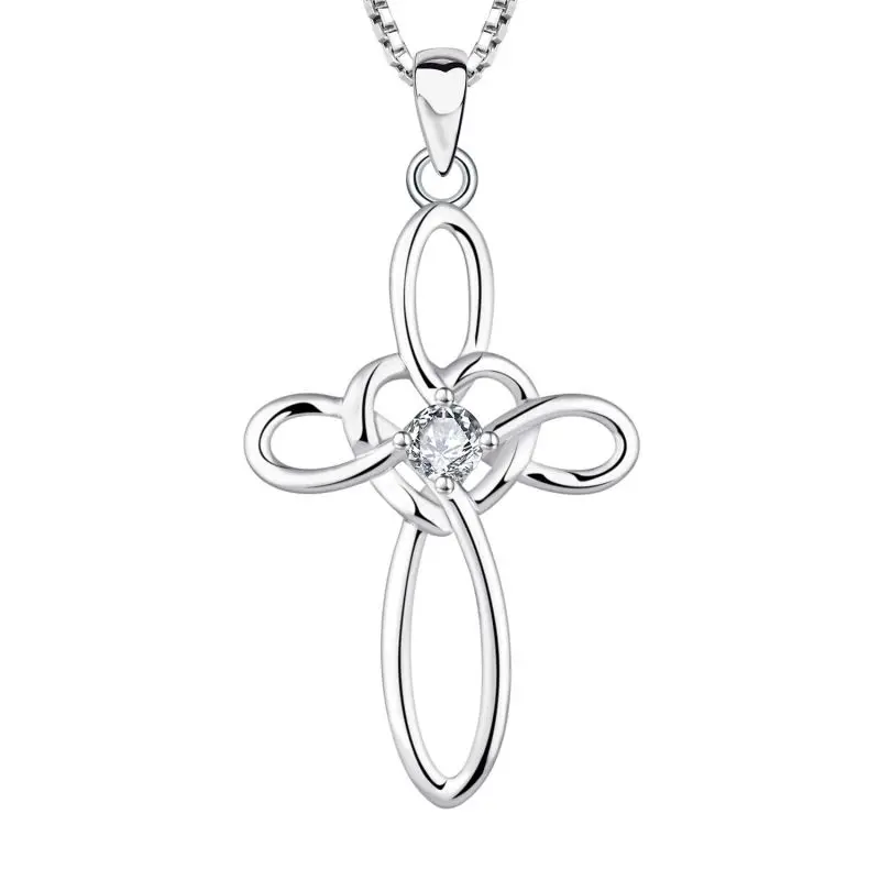 Infinity Sign Jewelry 925 Sterling Silver Eternal Love Heart Celtic Knot Cross Pendant Necklace Silver Charm 925 Silver