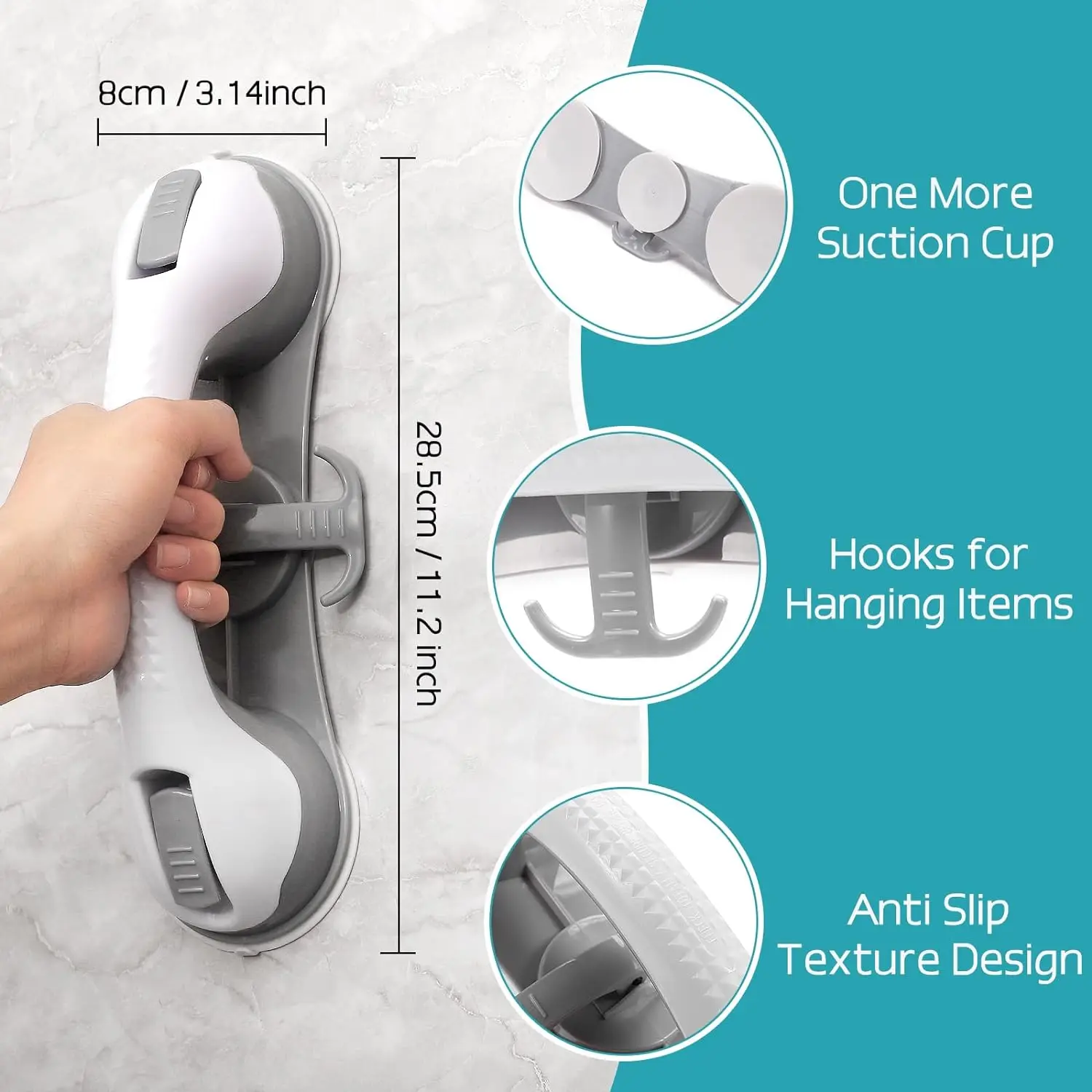 Bathroom Bath Bathtub Toilet 3 Suction Cup Grab Bars for Shower Elderly Suction