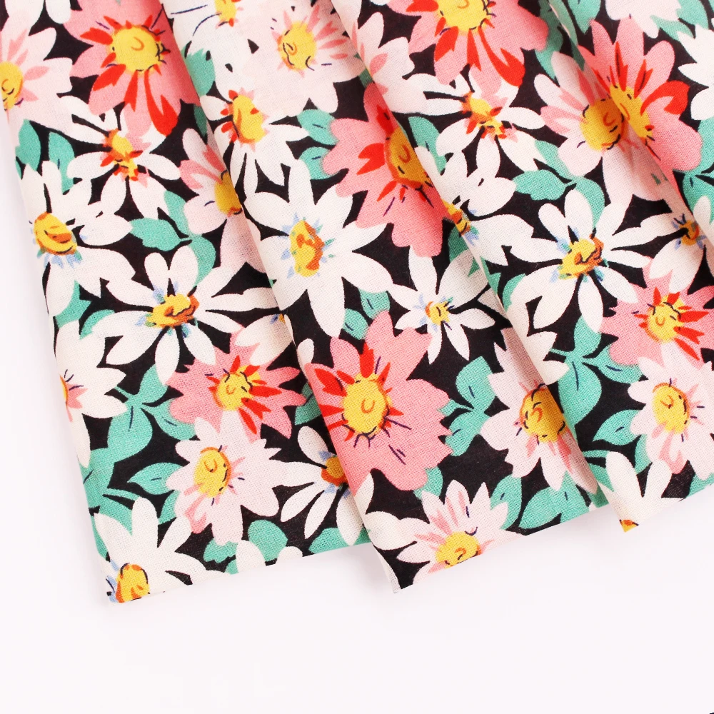 Breathable Organic Custom Printing No MOQ 100% Cotton Woven Printed Poplin Combed Fabric For Kids Woman Dress Shirt Bedding