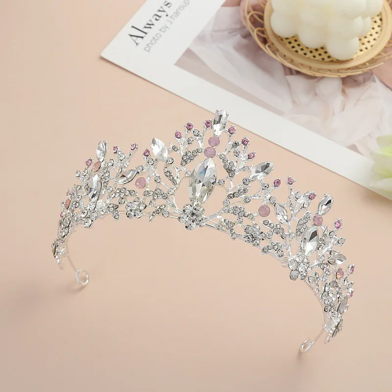 Crystal Headband Girl Birthday Show Blue Rhinestone Crown Princess Haircut