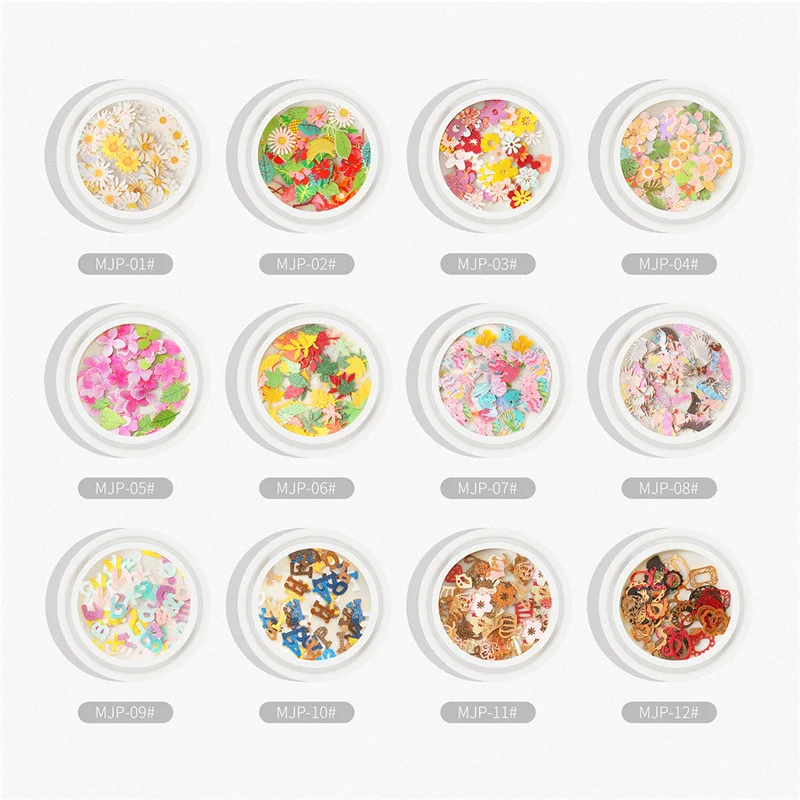 Nail Art 3D Christmas Ornaments Sequins Wood Pulp Tablets Snowflake Santa Mixed Decoration