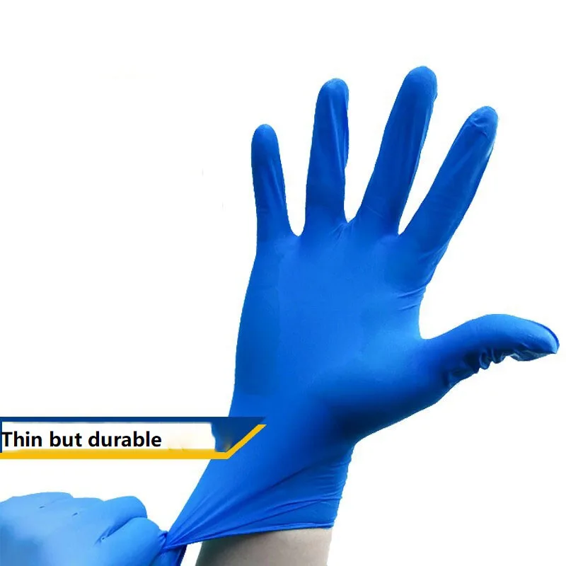 Powder free ultra-thin permeable disposable nitrile rubber blue and white nitrile mitts